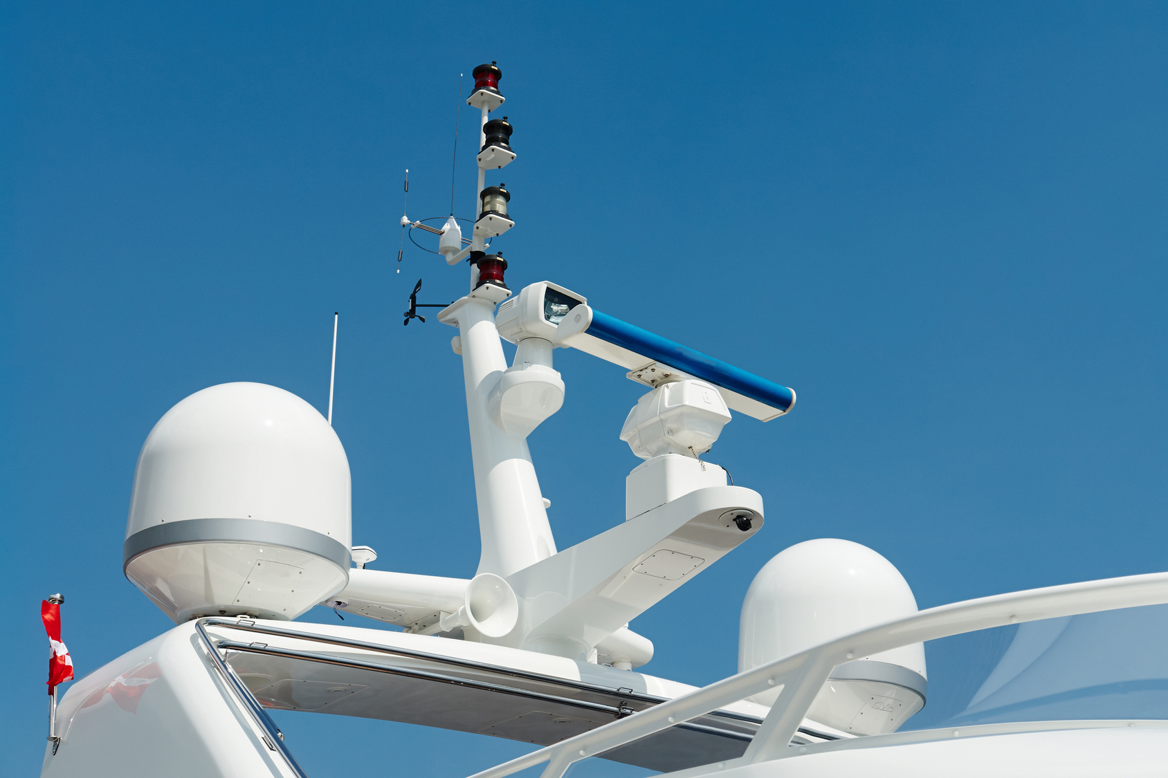 Radar and communication tower on a yacht